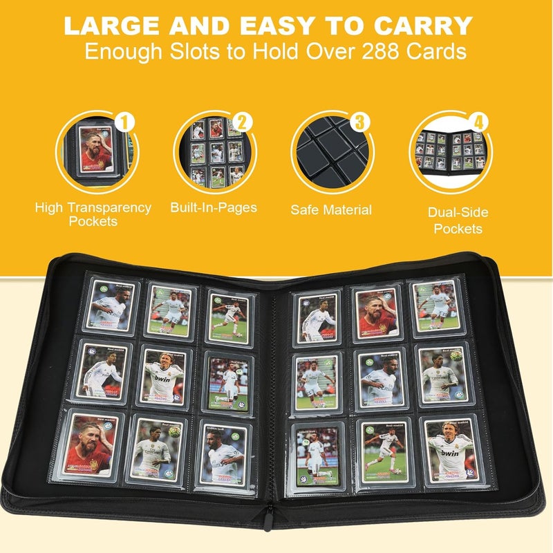 CARDBINDER Toploader Binder,Toploader Hard Cases, 9-Pocket Pages Sleeves Hold up 288 Cards.Toploader Card Binder with Sleeves for “3×4” Rigid，Card Holder(Black) - Image 5